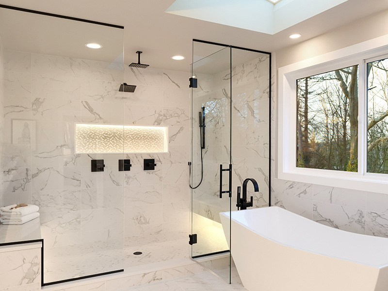 luxury bathroom with marble finishes